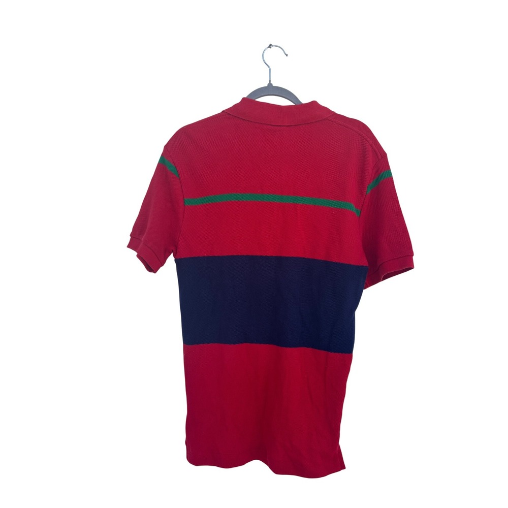 Polo Ralph Lauren Men's Red Navy Green Striped Polo Shirt Classic Fit Medium - Picture 4 of 4